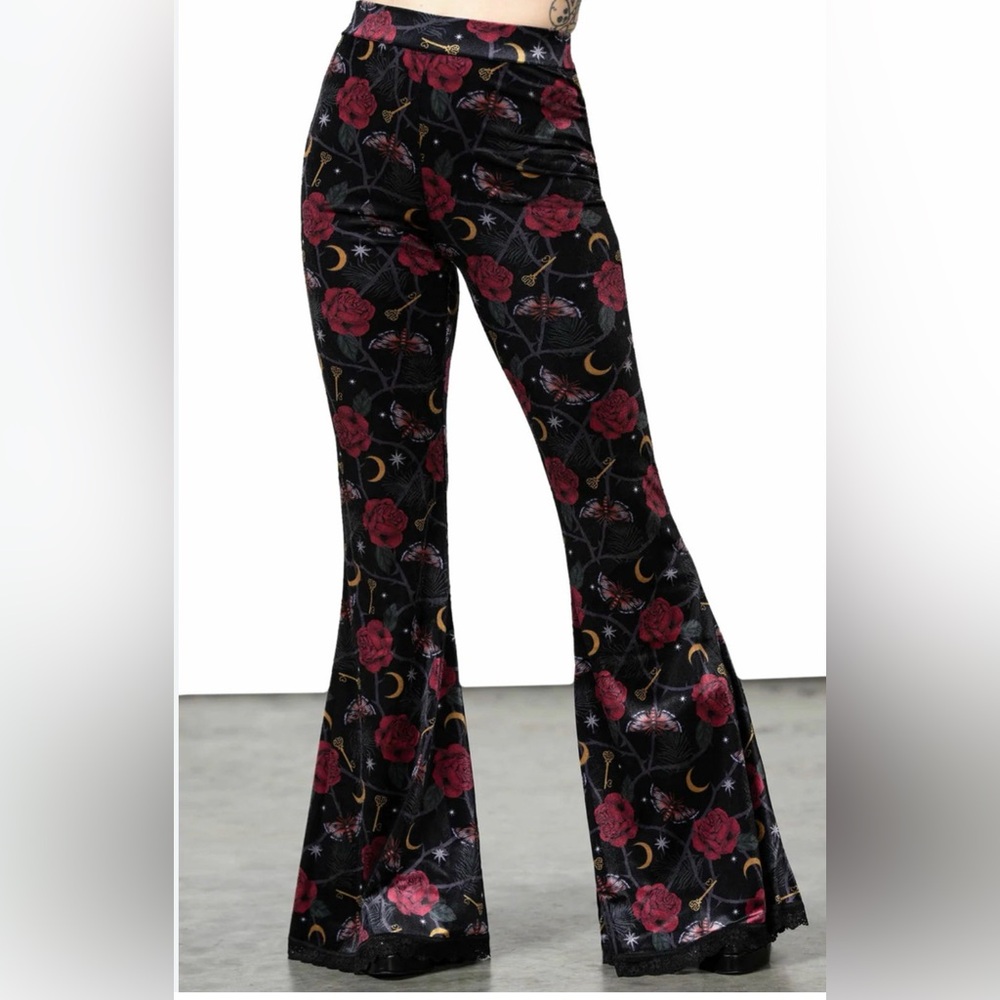 Killstar Ora Velvet Floral Moon Witchy Whimsigoth Goth Bell bottom Size 4XL‎